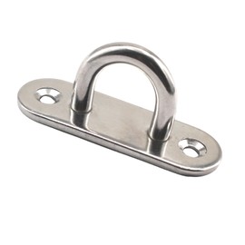 6 Pieces M5 304 Stainless Steel Oblong Pad Eye Plate Hook Heavy Duty Ring Hook for Marine Deck Wall Ceiling