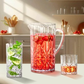 Amazing Abby - Stately - Acrylic Pitcher (80 oz), Clear Plastic Water Pitcher with Lid, Fridge Jug, BPA-Free, Shatter-Proof, Great for Iced Tea, Sangria, Lemonade, Juice, Milk, and More