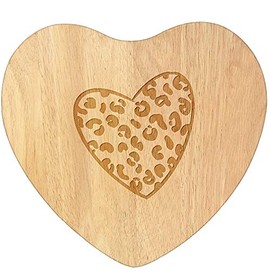 'Leopard Print Heart' Wooden Heart Shaped Chopping/Cutting Board (WB00054370)