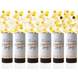 White Confetti Cannon, 6 Pack Mini Party Poppers Shooters Party Confetti Cannon Biodegradable Confetti for Wedding Kids Birthday Wedding Party Supplies