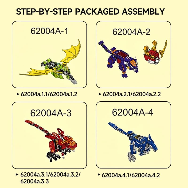 4-in-1 Dino Mecha Kit, Transform Robot Toy Gift for Boys