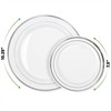 SETUP [100 Piece Combo White Silver Rimmed Plastic Plates, Disposable