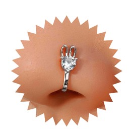 Cybche Boho Crystal Rabbit Nose Ring Gold Rhinestone Rabbit Nose Cuff CZ Rabbit Clip On Nose Ring Rabbit Fake Septum Ring No Piercing Flexible Nose Ring Stud Jewellery for Women, Stainless Steel