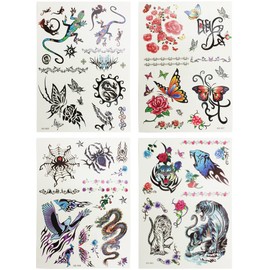 COM-FOUR ® 32x Tattoo Sheets of Temporary Tattoos for Girls.