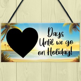 Red Ocean Holiday Countdown Sign - Days Until Holiday Plaques - Travel Gifts For Family Men Women - Holiday Essentials - Hanging Home Decor Plaque For Family