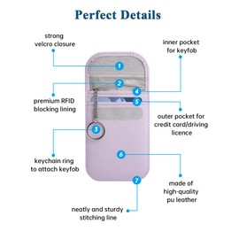 Teskyer 2 Pack Faraday Pouch for Car Keys, Keyless Car Key Signal Blocker Pouch, Rfid Key Pouch, Light Purple