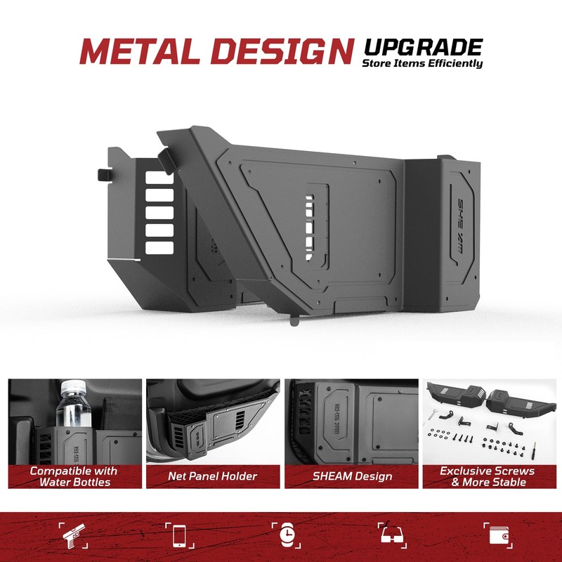 SHEAM Metal Rear Door Pocket Storage Box with Cup Holder