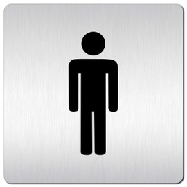 Türschilder24 XXL Door Sign (B) 125 x 125 mm Men's Toilet Pictogram 1.5 mm Aluminium Solid Material 100% Made in Germany