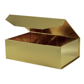 OBMMIRAO Upgrade 5Pcs Gold 13x9x4 Inch Hard Large Gift Box with Lid, Foldable Magnetic Gift Boxes,Groomsman Box Bridesmaid Proposal Box, Reusable Gift Boxes for Clothes