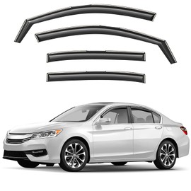 GrandWheel Co Smoke Tinted in-Channel Side Window Vent Visor Deflectors Rain Guards Compatible with Honda Accord 2013-2017 Sedan - 4 pcs. GW0805