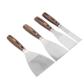 Set of 4 Putty Scrapers Stainless Steel Pine Wood Paint Scraper Tools Wood Scraper for Room Wallpaper Holding Devices