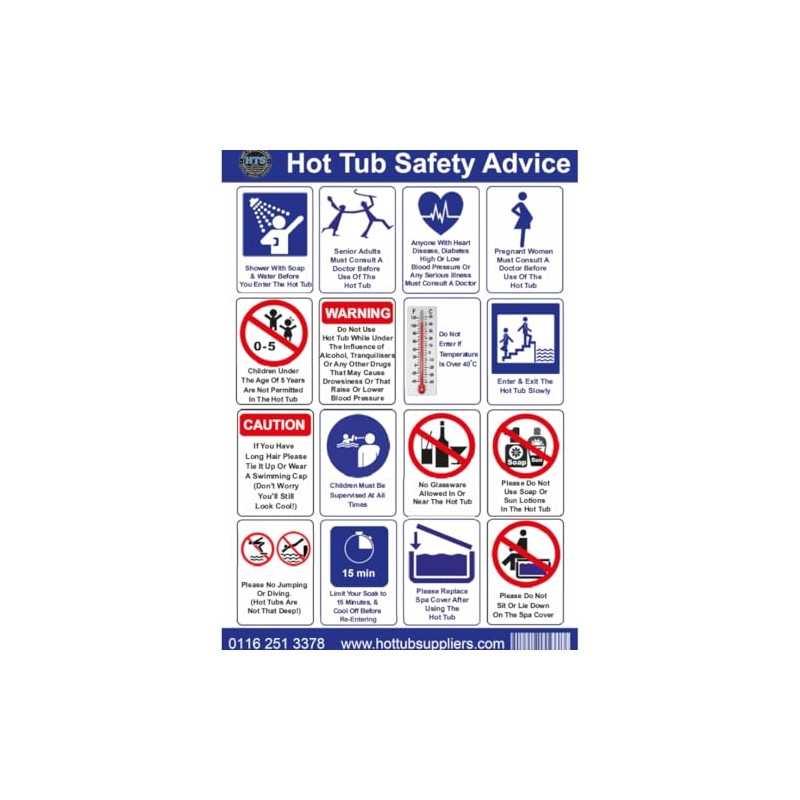Correx Hot Tub Safety Sign A4 - Commercial Hot Tub
