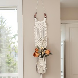 Copper Horseshoe Wall Decor, Western Style, Macrame Hanging Plant Hanger, Decorative Handmade Holders for Horse and Boho Lover