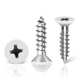 #6 x 5/8" Flat Head Wood Screw, Sheet Metal Screws, Stainless Steel, White Head, 120 PCS