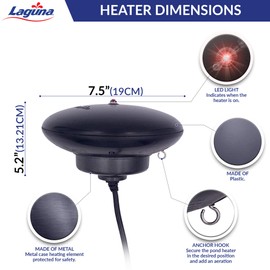 Laguna PowerHeat 315-Watt Floating Pond Heater for Outdoor Ponds with Fish – Thermostat-Controlled De-Icer with LED Indicator, Safe for Plastic & Liner Ponds, 22 ft Cord