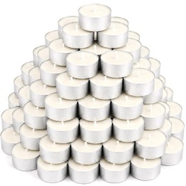 48 Pack White Natural Beeswax Tealight Candles Aluminum Cups 4-5 Hour