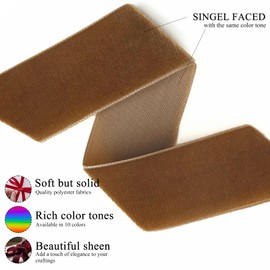 Deep Khaki Velvet Ribbon for DIY Crafts Gift Wrapping, Trimming Ribbon for Christmas Tree Decor Wedding Bouquet Making Baby Shower Party Decoration Choker Hair Bow Hat Wreath Making, 1" x 10 Yard