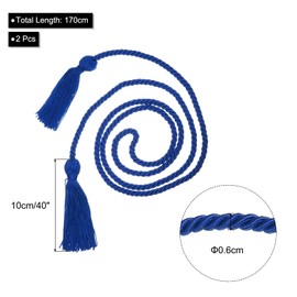 sourcing map Pack of 2 Graduation Honor Cord 67 Inches with Tassel Polyester Braided Honor Cord Graduation Ropes for Graduation Party Ceremonies Blue