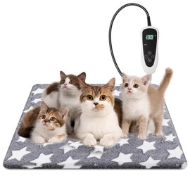 Newget Cat Heating Pad, Waterproof Pet Heating Pad for Cat Dog Outdoor, 11 Adjustable Temperature Cat Warming Bed Mat with Timer, Indoor Heated Cat Bed with Chew Resistant Cord (M: 28'' L X 18'' W)