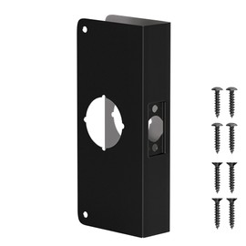 naubea Door Knob Reinforcement Plate, Matte Black, Fits 1-3/4" Doors, 2-3/8" Backset, Door Lock and Door Knob Cover Plate, Deadbolt Cover Plate Reinforce and Repair Wood or Metal Doors