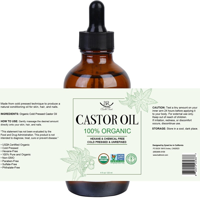 Bathrest Organic Castor Oil 100% Pure Natural Hair Oil for