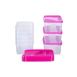 MiraHome Food Storage Container Freezer Container 1.3 L Rectangular High 18 x 12 x 8.5 cm Set of 8 Pink Austrian Quality