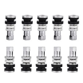 TR161 Bolt In Tyre Valve Short Stems with Dust Cap Pack of 10, Car Motocycle Tubeless Tyre Valve Metal Valve Shafts for Car Truck Motorcycle
