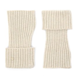 UNDERCONTROL Gold Label Cashmere Wool Blend Soft Touch Thumb Hole Fingerless Wrist Cuff Short Women Texting Wrist Ribbed Warmer Cell Phone Gloves Korea (BEIGE)