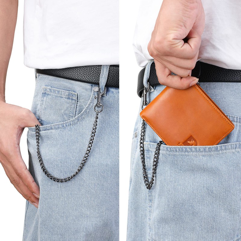 bill heart Wallet with Chain for Men, RFID Blocking Genuine