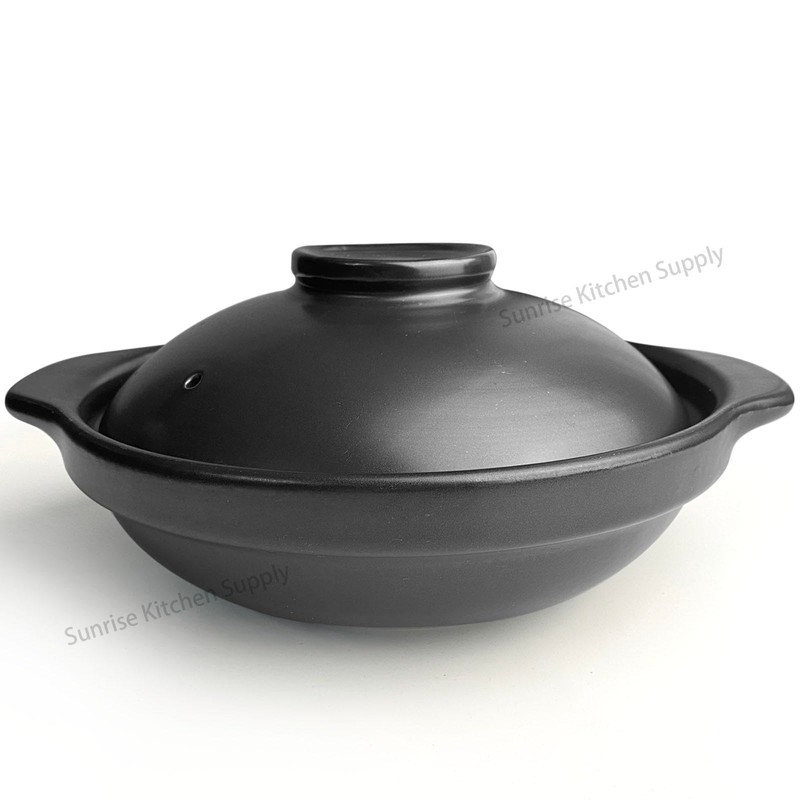 Sunrise Kitchen Supply Black Casserole Clay Pot (28, Ounces)