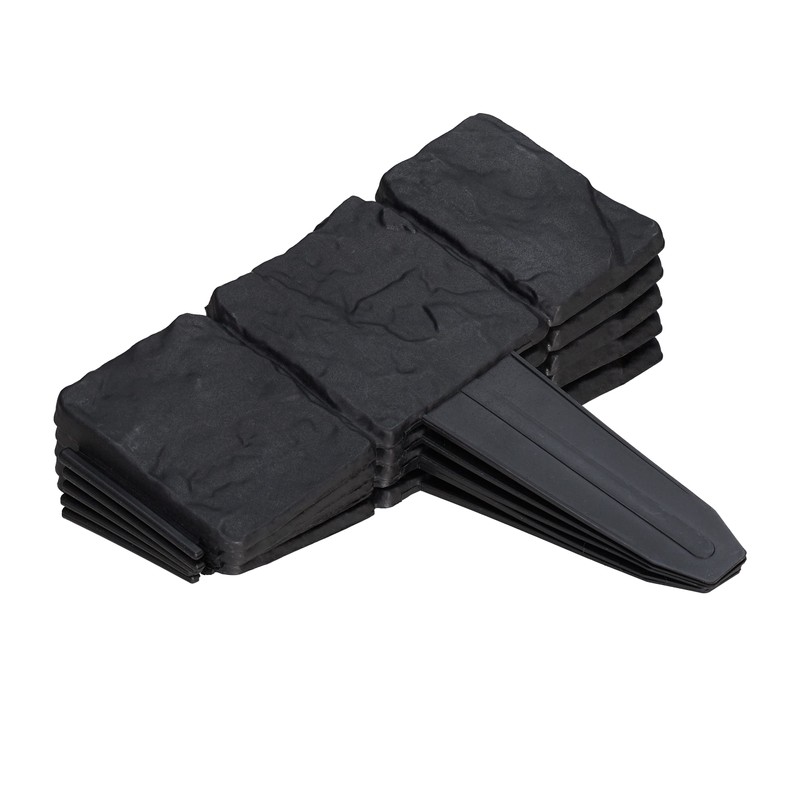 Relaxdays 10-Piece Flower Bed Surround, Stone Look, Lawn Edging for