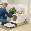 Extra Large Stainless Steel Cat Litter Box with Enclosure Scoop