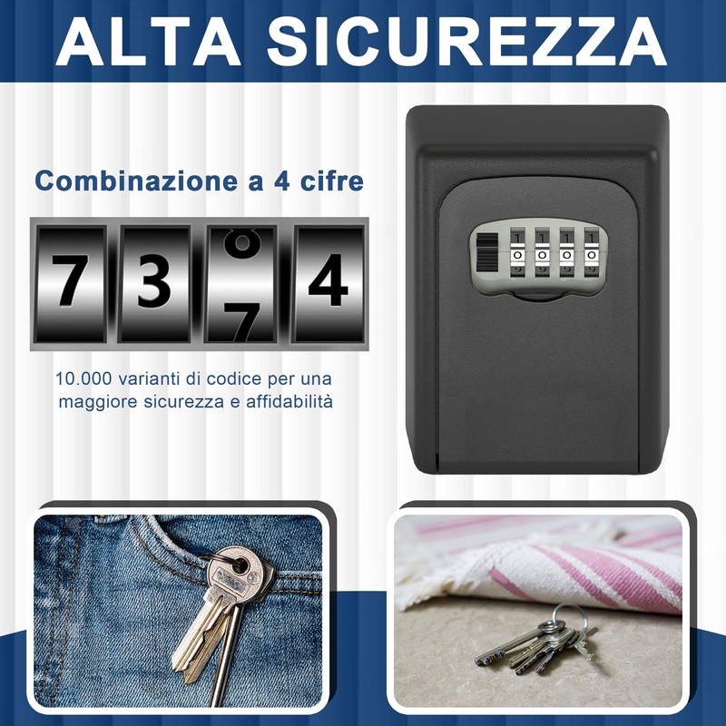 DIYGEEK Key Safe with Combination Code, Key Cabinet with 4-Digit