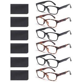 BLOEXCLU 6 Pack Reading Glasses for Women Men Blue Light Blocking Spring Hinge Computer Readers, Anti Eyestrain/Glare (6 Mixed C7, 4, Diopters)