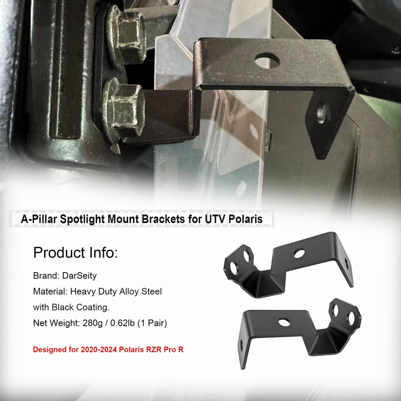DarSeity 1 Pair RZR A-Pillar Light Mounting Bracket, Rust Proof
