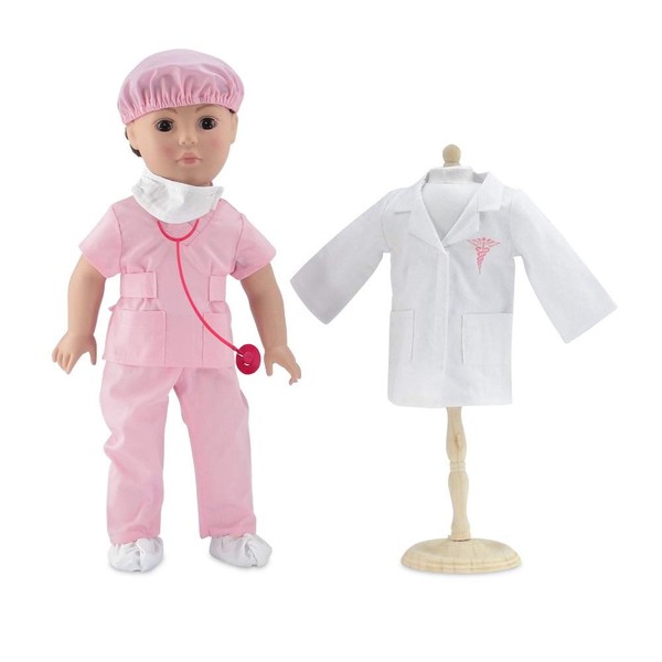 Emily Rose Doll Clothes | 7-Piece 18-inch Doll Doctor Nurse Hospital Scrubs Clothing Outfit , with Stethoscope Accessory! | Compatible with American Girl Dolls