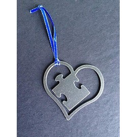 Puzzle Piece in A Heart Metal Ornament for Autism