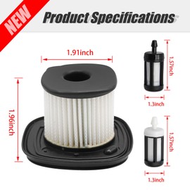 Hoypeyfiy 2 Pcs 4241 140 4404 Air Filter Kit with Fuel Filter, Replacement for Sthil BG86 BG86C SH86 BG66 BG56 Leaf Blowers, Replaces 4241-140-4404 4241-140-4403 4241-140-4400 HD2 Air Filter