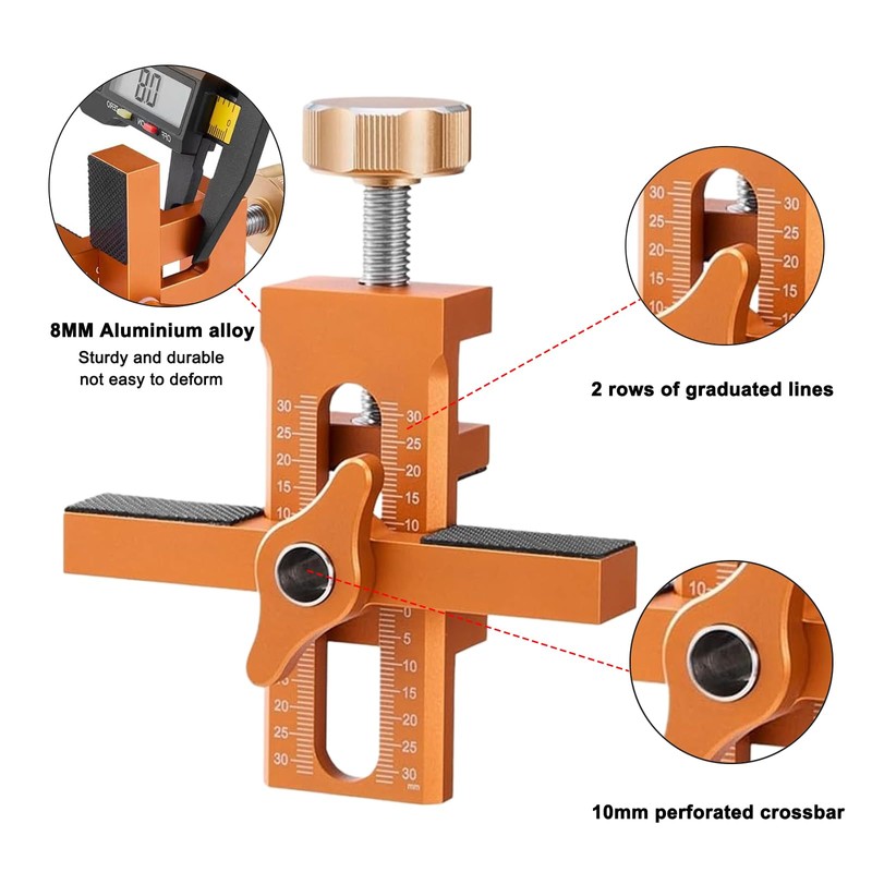 Cabinet Door Installation Jig, 2-in-1 Mounting Tool with Adjustable Positioner,