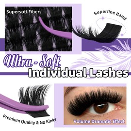 B&Q Fluffy Lash Clusters Kit Full,300D Thick Cluster Eyelash Extension