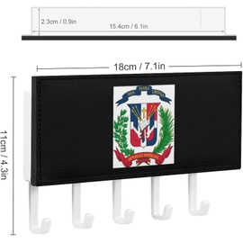 Escudo de armas bandera de la República Dominicana lindo soporte para llaves sin clavos, organizador de llaves montado en la pared para decoración del hogar y la entrada