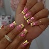 Yellow French Tip Press on Nails Medium Square Yellow Fake