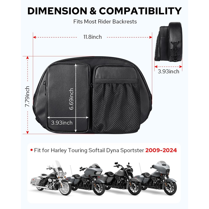 Benlari Rider Driver Backrest Bag, Driver Backrest Storage Bag, Rider