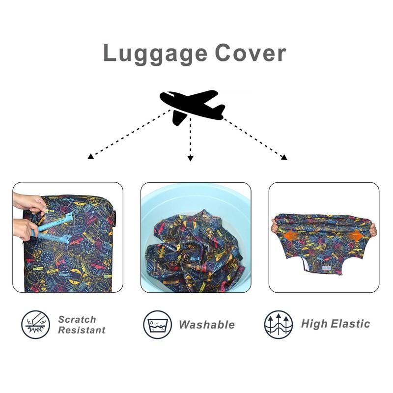 Explore Land Travel Luggage Cover Washable Suitcase Protector - Fits