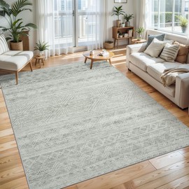 6x9 Area Rugs for Living Room Rug Washable: Moroccan Rug for Dining Room Bedroom Carpet Non Slip 6 by 9 Indoor Vintage Nursery Home Office Gray