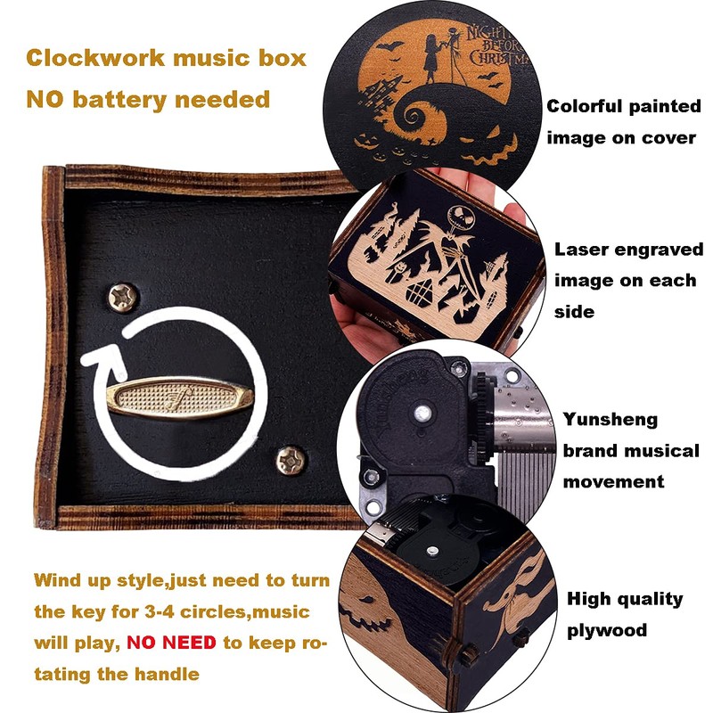 Music Box Clockwork The Nightmare Before Christmas Painted Wind Up