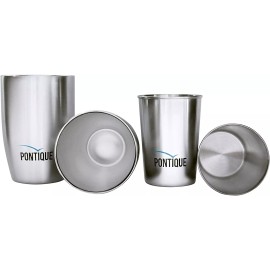 Pontique Stainless Steel Cups Set of 4 - Small & X-Small Double & Single Wall Tumblers