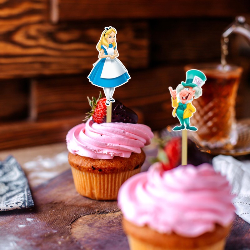 Alce in Wndrlnd Cupcake Topper – Whimsical Dessert Decoration for