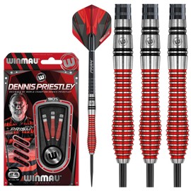 WINMAU Dennis Priestley Special Edition Tungsten Steeltip Darts Set 24g with Prism Flights and Shafts (Stems)