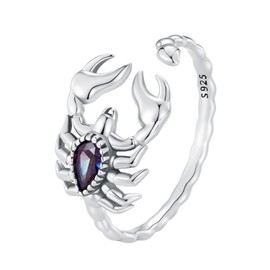 Shysnow Scorpion Ring for Halloween Gifts 925 Sterling Silver Adjustable Animal Open Wrap Ring for Women